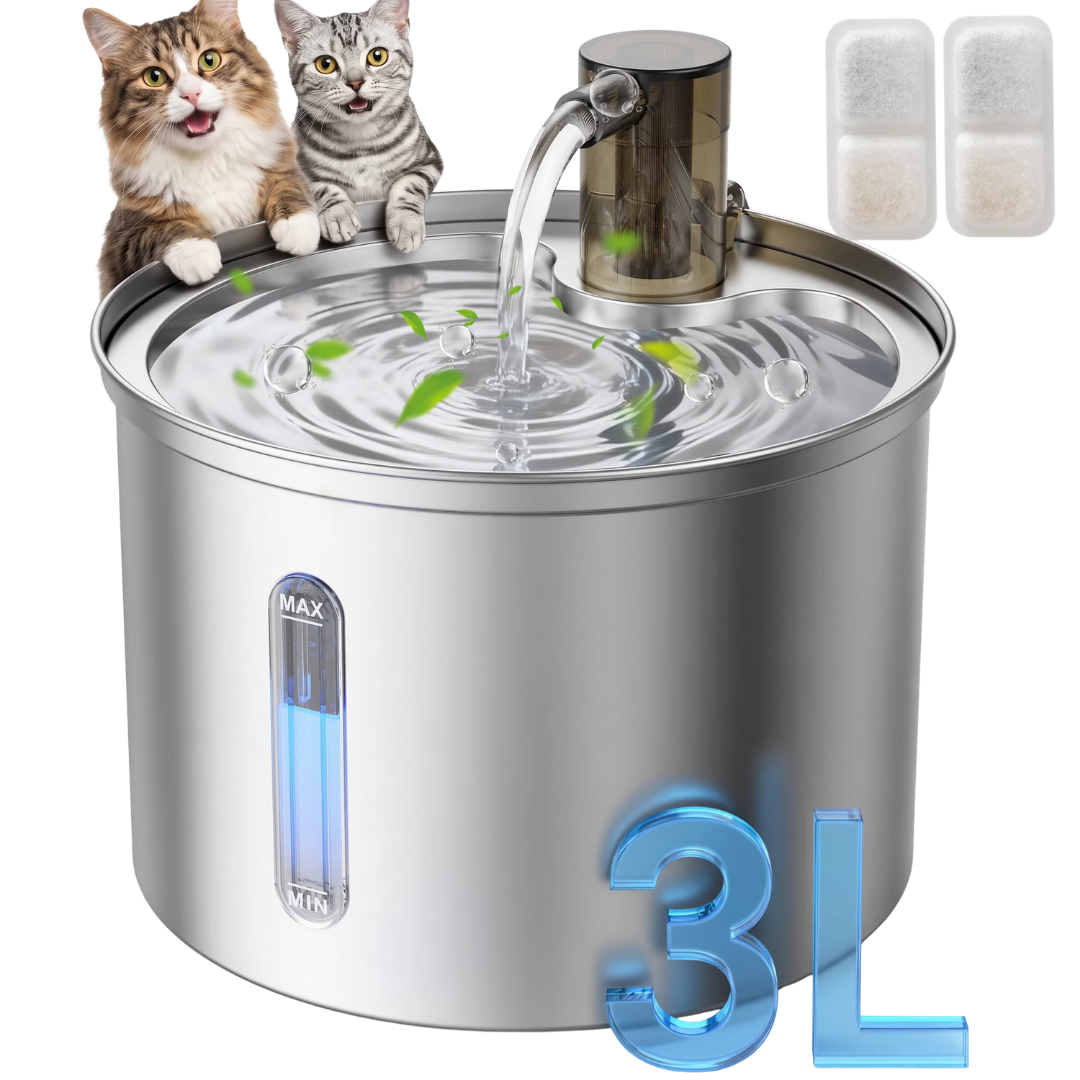 HydroPet™ Stainless Steel Cat Water Fountain — 3L